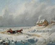 Cornelius Krieghoff Ice Road, Near Quebec oil painting